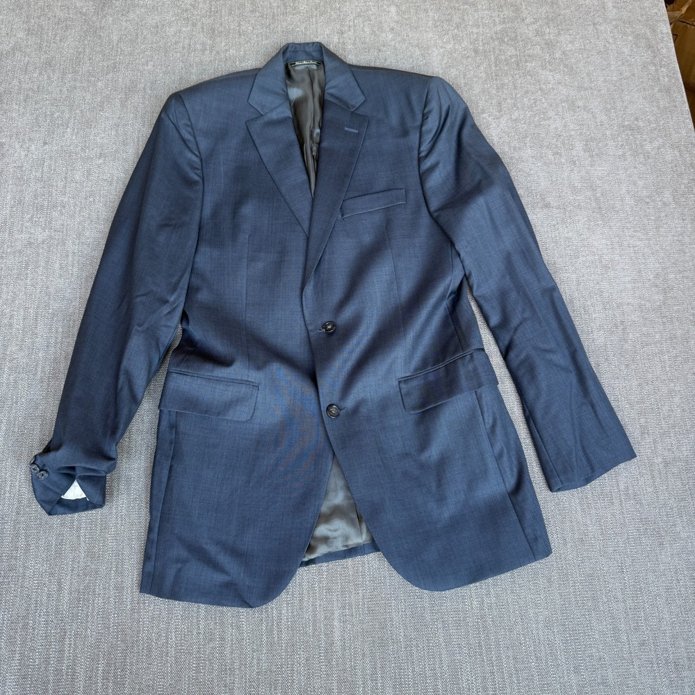 John Bartlett Barneys NY Blazer 40L Mens Blue Super 110s Wool Business Attire